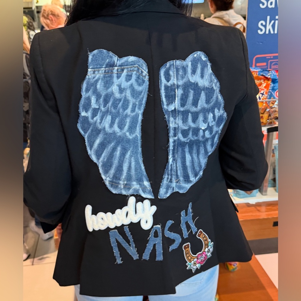 Black Fun Nashville Blazer with Jean wings and patches! 
Country theme!